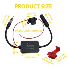 Universal 12V Car cBooster Stereo FM AM Signal Amplifier, Power Supply DIN Plug Connector Adapter for Car Vehicle Stereo, Audio, Radio, Media, Head Unit Receiver.