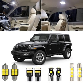 Xpismii 7 Piece White Wrangler Interior LED Light Kit Replacement for Jeep Wrangler JK 4Door 2Door 2007 2008 2009 2010 2011 2012 2013 2014 2015 2016 2017 2018, with Placement Diagram and Install Tool