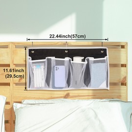 Pndeyo Bed Hanging Shoe Organizers with 3pcs Hooks, 4 Mesh Pocket Bedside Hanging Shoes Holder, Behind Door Storage Pockets for RV Dorm Entryway Bedroom Closet