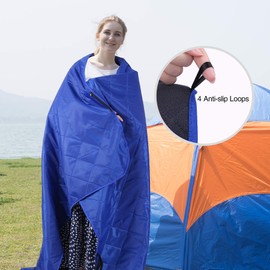 REDCAMP Large Waterproof Stadium Blanket for Cold Weather, Soft Warm Fleece Camping Blanket Windproof for Outdoor Sports, Blue