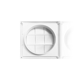 Tech Drive Vent Louvered Outdoor Dryer Vent Cover for Exterior Wall Vent Hood Outlet Airflow Vent, 6 Inch duct Hood for Exhaust Ventilation, cap cover plate size is 8inch x 8inch,White