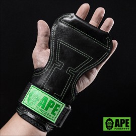 Power Ape Rubber Hand Grips for Crossfit TrainingWeight Lifting Gloves Heavy Duty Straps Alternative Power Lifting Hooks for Gymnastics, Full Palm Protection, Workout, Cross Training(Black)