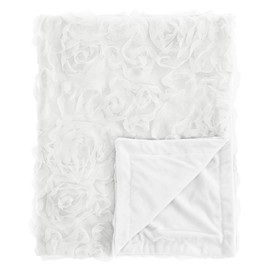 Sweet Jojo Designs White Floral Rose Baby Girl Blanket Receiving Security Swaddle for Newborn or Toddler Nursery Car Seat Stroller Soft Minky - Solid Flower Elegant Boho Shabby Chic Luxury Glam Roses