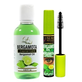 BERGAMOTA Oil Cuidado del Cabello Aceite de bergamota ideal para cabello, barba y bigote, 4.05oz + BERGAMOT OIL BLACK Máscara de pestañas a prueba de agua, fortalecedora 13g (4% silicio