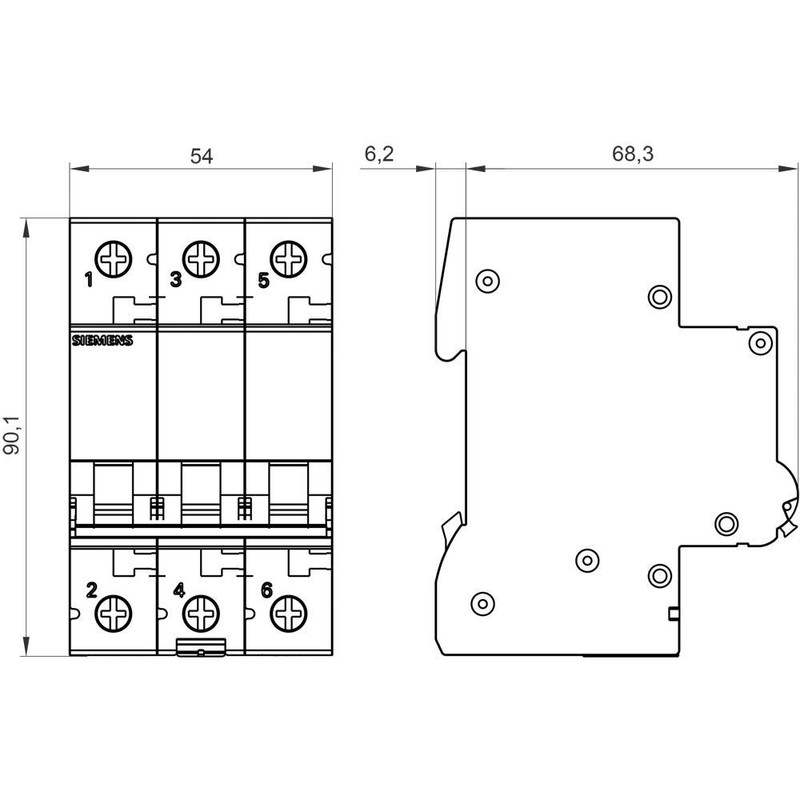 Siemens 5sl6 – Automatic magnetotermico 400 V 6 kA 3