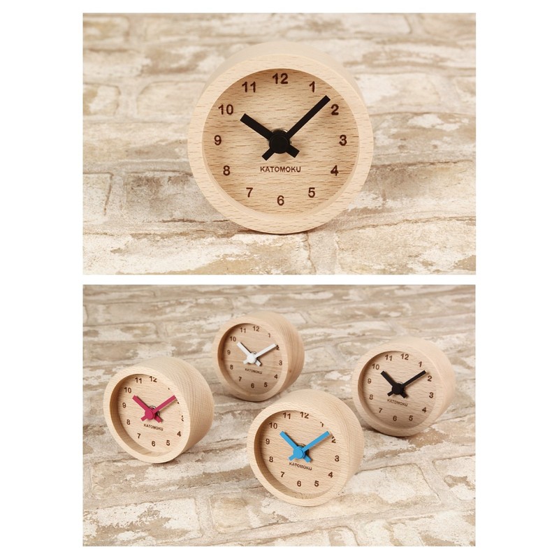 KATOMOKU Muku Mini Clock KM-26BK Round Black Wood Table Clock