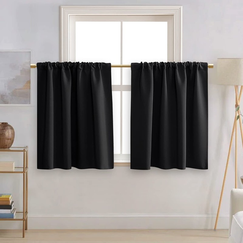Extra Wide Blackout Curtains for Small Bedroom Windows, 2 Panels