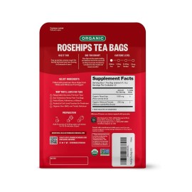 FGO Organic Rosehips Tea, 20 Count, Eco-Conscious Herbal Tea Bags (Pack of 1)