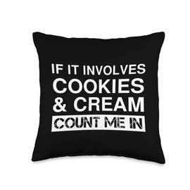 Funny Cookies And Cream Vanilla Ice Cream Milkshake Throw Pillow