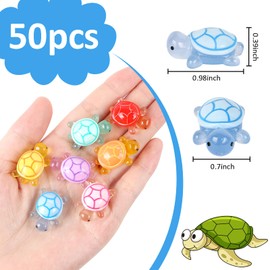 HOMICO 50 Pieces Luminous Mini Turtles Mini Resin Animals Tiny Turtles for Crafts Doll House Garden Micro Moss Landscape Home Decor, 10 Colors