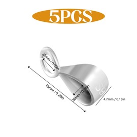 Emperoch 5 Pcs Pendant Clasp Bail Connectors, S925 Sterling Silver Sliding Pendant Clasp with Open Loop for DIY Necklace Pendant Jewelry Making