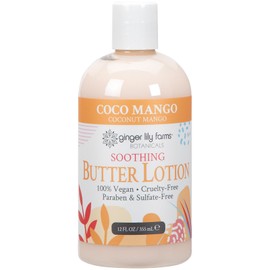 Ginger Lily Farms Botanicals Soothing Butter Lotion for Dry Skin, Coco Mango, 100% Vegan & Cruelty-Free, Coconut Mango Scent, 12 Fl Oz (Pack of 6)