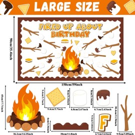 133 Pcs Marshmallow S'More Bulletin Board Camping Classroom Decoration Back to School Cutouts Party Decor Woodland Wall Decal for Teacher Students Classroom Supplies Fired About Birthday Party Favor