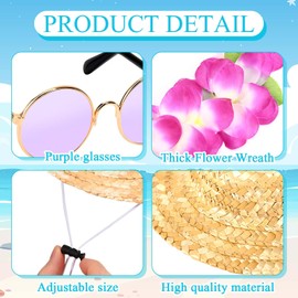 GANSHAYA 3Pcs Summer Hawaii Porch Goose Outfits for Plastic Goose with Hawaiian Lei Hat Sunglasses for Spring Holiday Lawn Outdoor Garden Yard Patio Statue (Purple)