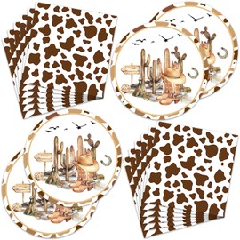 Generic 40pcs Cowboy Party Supplies, Western Paper Plates & Napkins Kit for Wild West Cowboy Rodeo Birthday Party Decorations