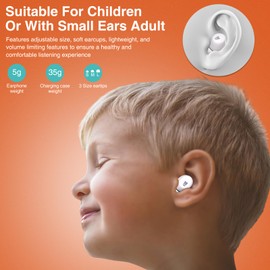 Kids Earbuds, Bluetooth 5.3 Wireless Earbuds for Kids with HiFi Stereo & Deep Bass, 30H Play Time Kids Headphones with Mic, In Ear Kids Earphones for Small Ears Canals, IPX6, Touch Control, Fox