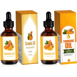 Aceite de cúrcuma para rostro, juego de 2 paquetes, aceite esencial cúrcuma natural para aclarar la piel, fórmula vegana y libre crueldad animal