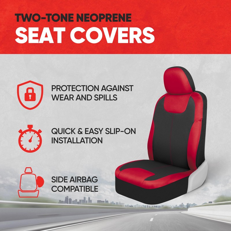 Motor Trend Red/Black Waterproof Seat Covers for Front Seats –
