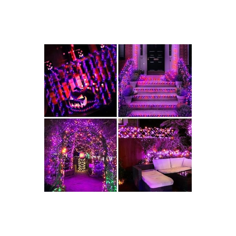 MXCOCO 10m Luz Solar 100 Leds para Exterior de Halloween,