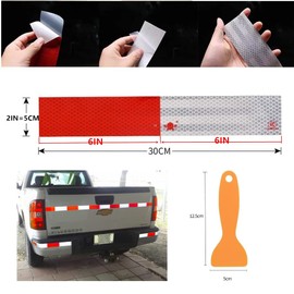EZtar Reflective Tape, 2" × 12" × 10 PCS Red & Silver High Intensity Self Adhesive Waterproof Trailer Outdoor Safety Caution Reflector for Cars, Trucks, Trailers, Boats, Road Signs