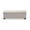 BOWERY HILL Contemporary Solid Wood Storage Bench in Beige Finish