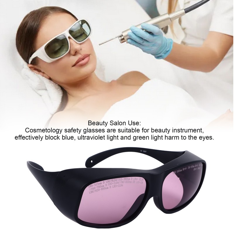 Cosmetology Safety Glasses Professional 808nm OD5 UV Blue Green Light