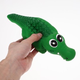 LOGOFUN Dog Squeaky Toy Latex Crocodile Dog Chewing Toy Latex Puppy Interacting Toy with Squeaker Cartoon Animal Puppy Toy for Pet Supplies - Green