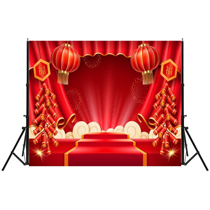 Fmarui Lunar New Year Backdrop 10x8ft Happy Vietnamese Chinese New