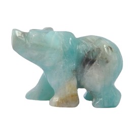 HLbshi Hand Carved Gemstone Crystal Bear Figurine Animal Statue Carving Office Home Decor Collections 2'' (White opalite)