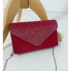 LeaWard Diamante Clutch Purses Crystal Sparkly Beaded Handbags Prom Bridal Wedding Bag 299 (Burgundy)