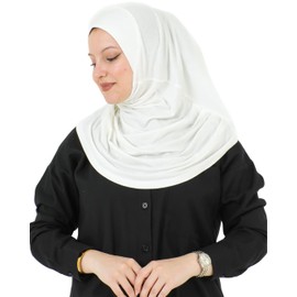 Prien Hiyab liso listo para usar para mujeres, turbantes instantáneos musulmanes, bufanda de jersey suave, ropa islámica, hiyabs largos, Abaya, Crema, Estándar