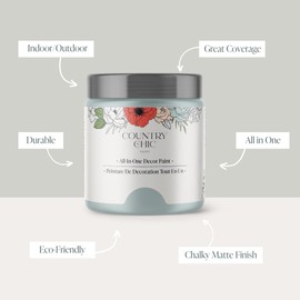 Country Chic All-in-One Chalk Paint for Furniture, Cabinets, Home Decor, Eco-Friendly, Matte Finish, Built-In Primer & Top Coat for Wood, Metal - Dune Grass (Green) - 8 oz (237 ml)