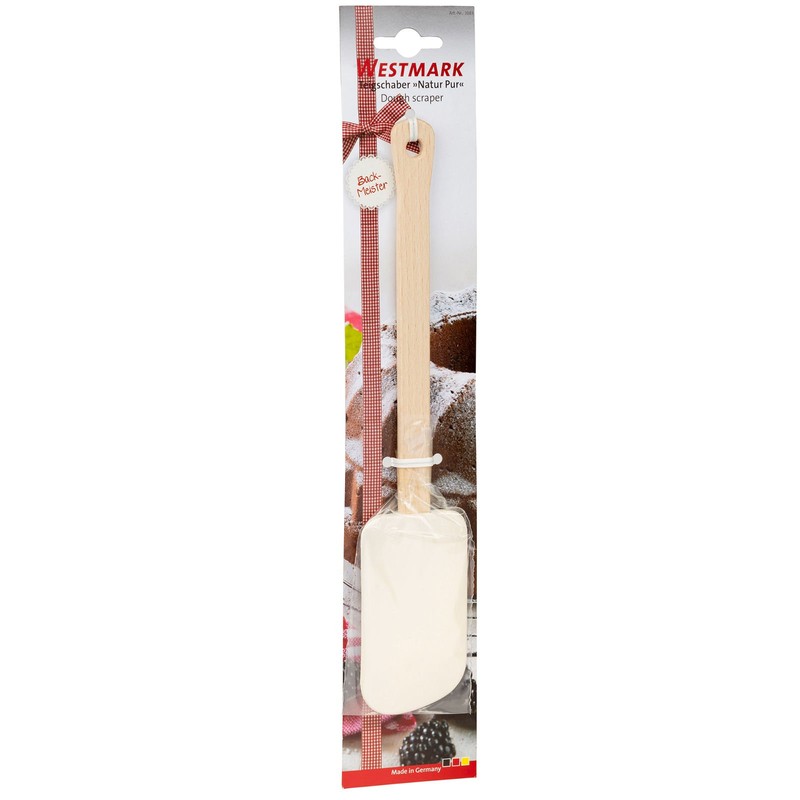 Westmark Teig-/Küchenschaber/Backspachtel, Holz/Naturkautschuk, Woody, Hellbraun/Weiß, 30832270, 27.4 x 5.3 x