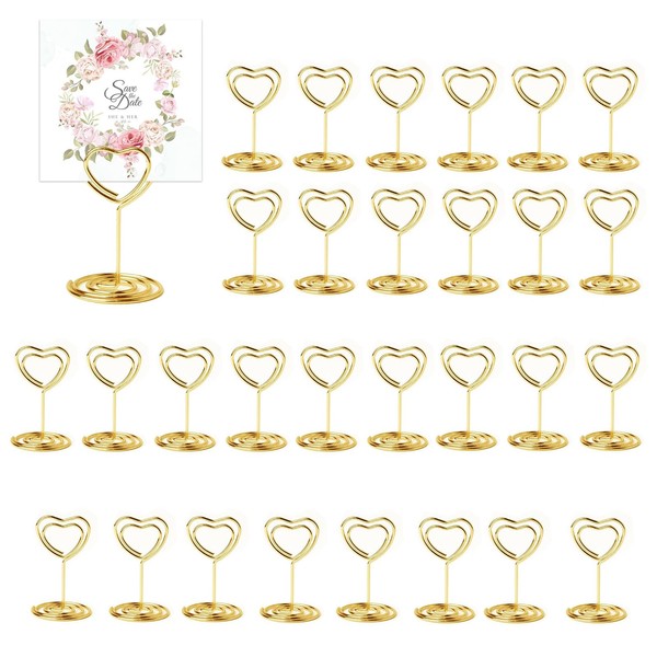 JRYGAC Pack of 30 Gold Place Card Holders, Photo Holder,