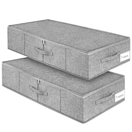 Jruzn Under Bed Storage Containers 49L, 2 Pack Large Capacity Foldable Storage Bags, Perfect for Blankets, Clothes, Shoes, Sturdy & Humid-Proof Fabric Organizers