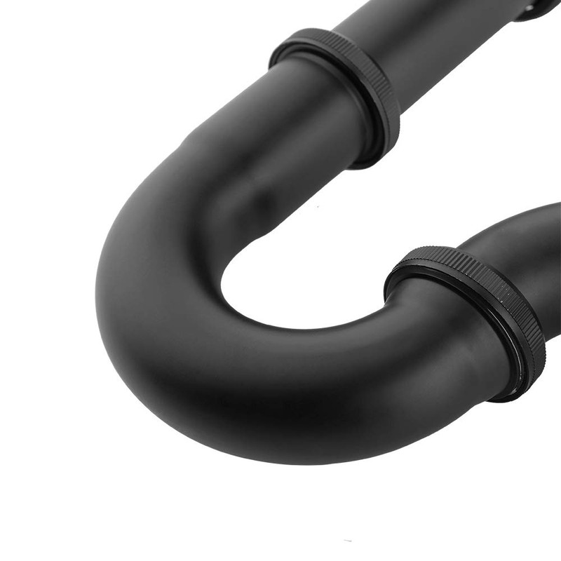 Siphon Black Matt for Washbasins and Washbasins, Keymark Brass Pipe