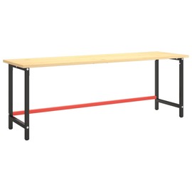 'vidaXL Heavy-Duty Metal Work Bench Frame - Versatile and Durable, Matte Black and Matte Red, Powder-Coated, Pre-drilled Top, Assembly Required, Dimensions: 86.6" x 22.4" x 31.1"