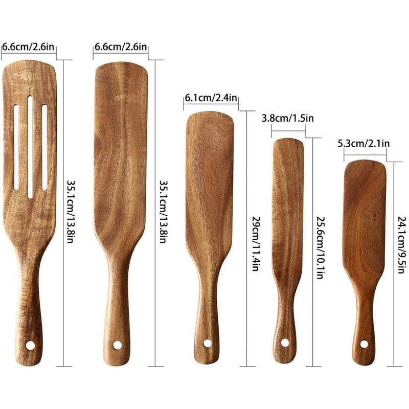 Natural Teak Wood Cookware Set Kitchen Cooking Tools Multifunctional Durable