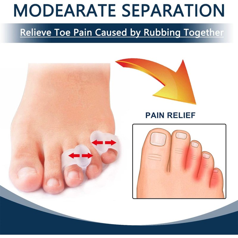 Toe Separators, Gel Toe Separators, Small Bunion Corrector to Prevent