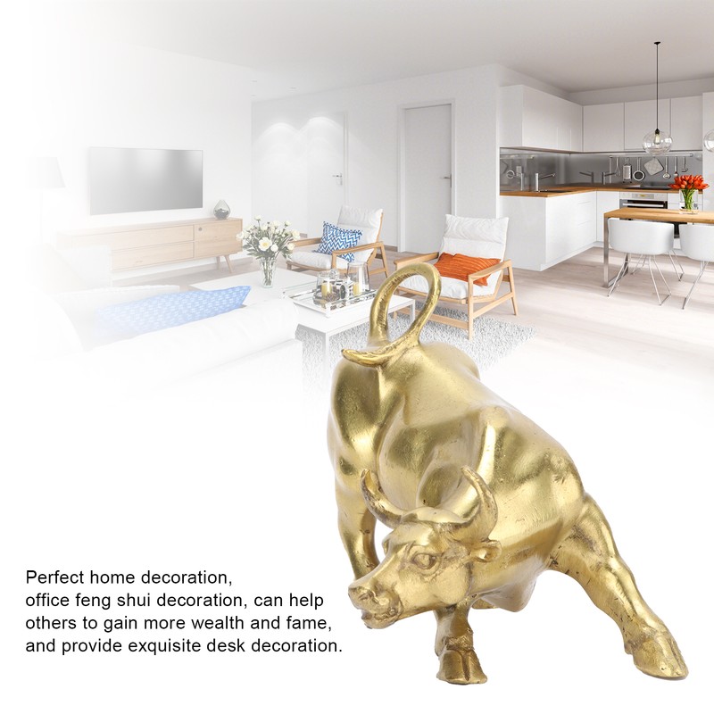 Wall Street Copper Bull Brass Animal Statue Artwork Desktop Decoration