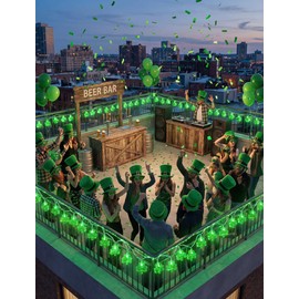 Shamrock String Lights, 8.5Ft St Patrick's Day Decorations String Lights with 10 Clover Lights, Connectable Shamrock Indoor Fairy Lights for St Patrick's Day Party Irish Holiday Garden Decor, White