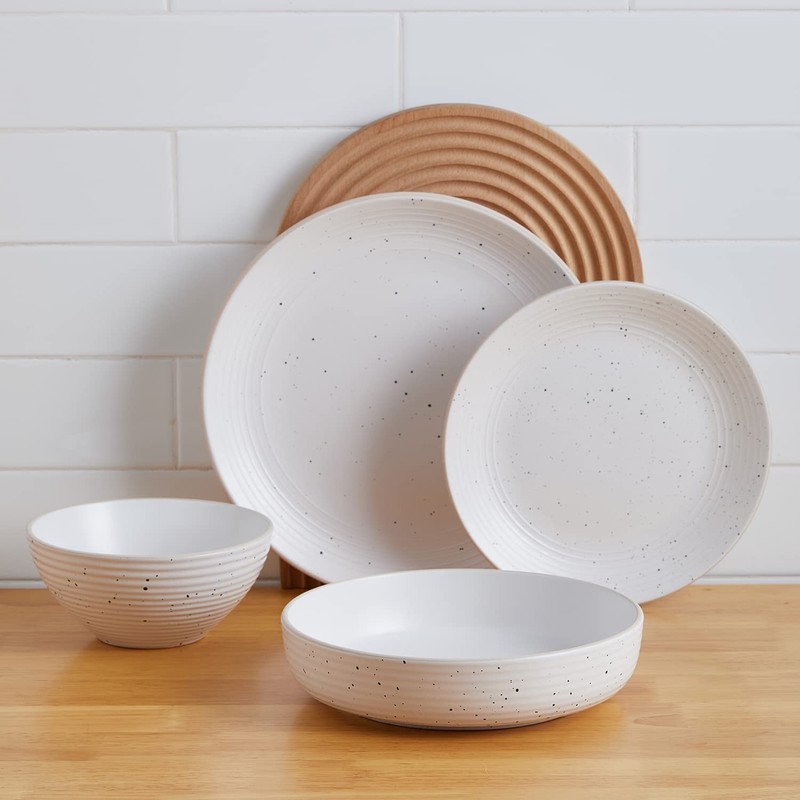 Stone Lain Lauren Stoneware, Rustic Plates and Bowls Set, Dinnerware,