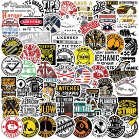 65pcs Electrician Stickers for Hard Hats, Funny Cool Waterproof Vinyl Decals for Helmet Tool Box Truck Vehicles Laptop Notebook Skateboard Motorcycle Bike Water Bottles (Electrician)