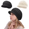 JSTHHTT 2PCS Knit Hats for Women, Plush Lined Ladies Beret Hat, Warm Knitted Hat, Thermal Autumn Winter Hats, Women Winter Knit Visor Hat Black