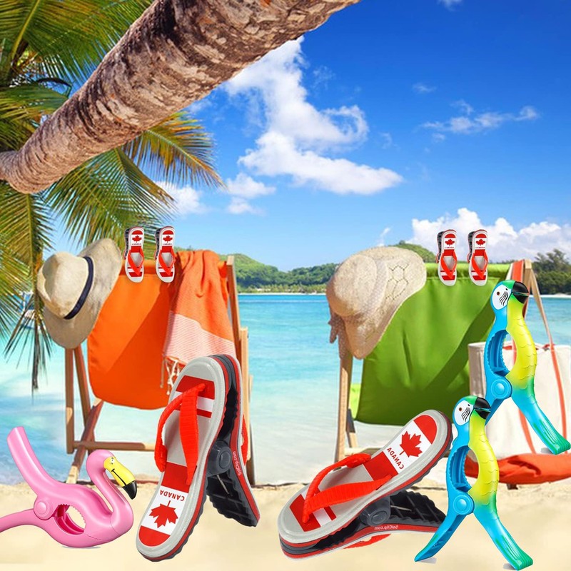 6 Pcs Beach Towel Clips for Beach Chairs, Flamingo &
