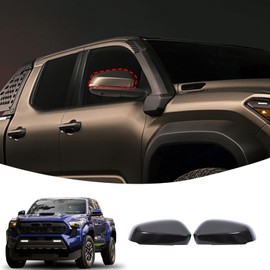 Car Exterior Mirror Cover Trim Compatible with Tacoma 2024 2025，Mirror Cover Rear View Side Door Mirror Decorative Protector Cover Decoration accessories (With turn signal（Carbon fiber grain）)