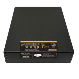 Lineco Archival 11 x 14 x 3 inches Museum Archival Storage Box, Drop Front Design, Acid-Free with Metal Edge. Preserves Photos Documents, Black