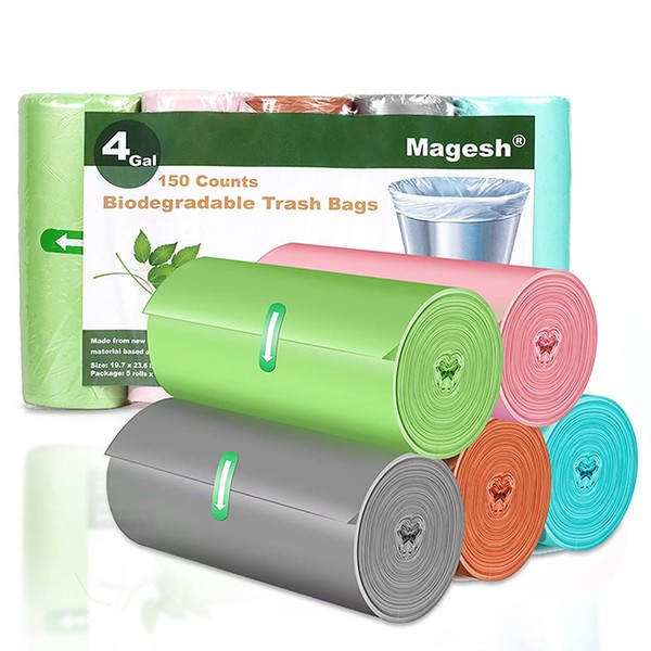 Magesh Small Trash Bags Biodegradable, Magesh 4 Gallon Trash Bag/Garbage