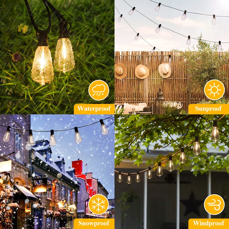 Brightever 30FT LED Outdoor String Light with 16 ST38 Vintage