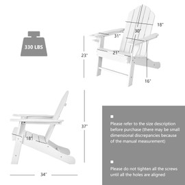 Tangkula Adirondack Chair Outdoor, Fade Resistant HDPE Armchairs with Cup Holder, Weather Resistant Lounger Chairs for Patio Garden Backyard Deck, Lawn Porch Seating, Adirondack Lounger (1, White)